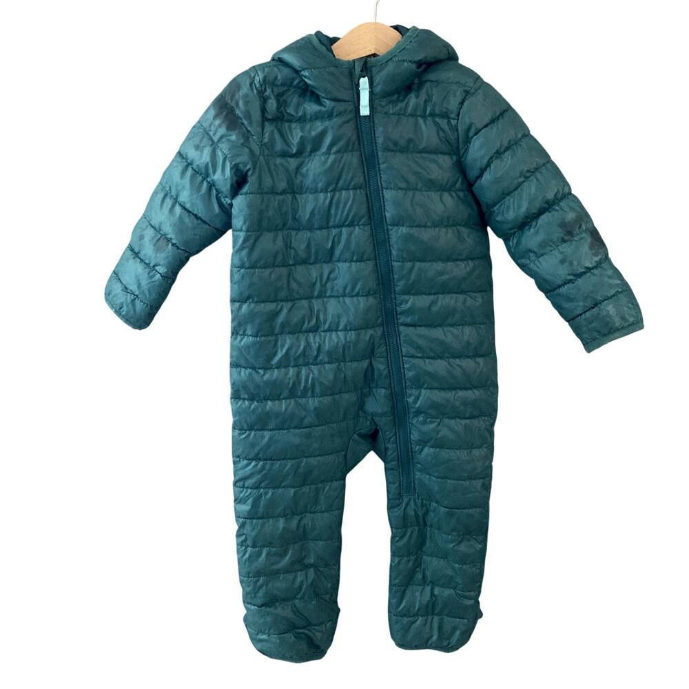 Primary Baby Lightweight Puffer Suit One Piece Spruce Green 12-18M